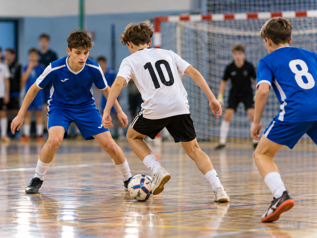 dynamiczny mecz futsalu młodzieży